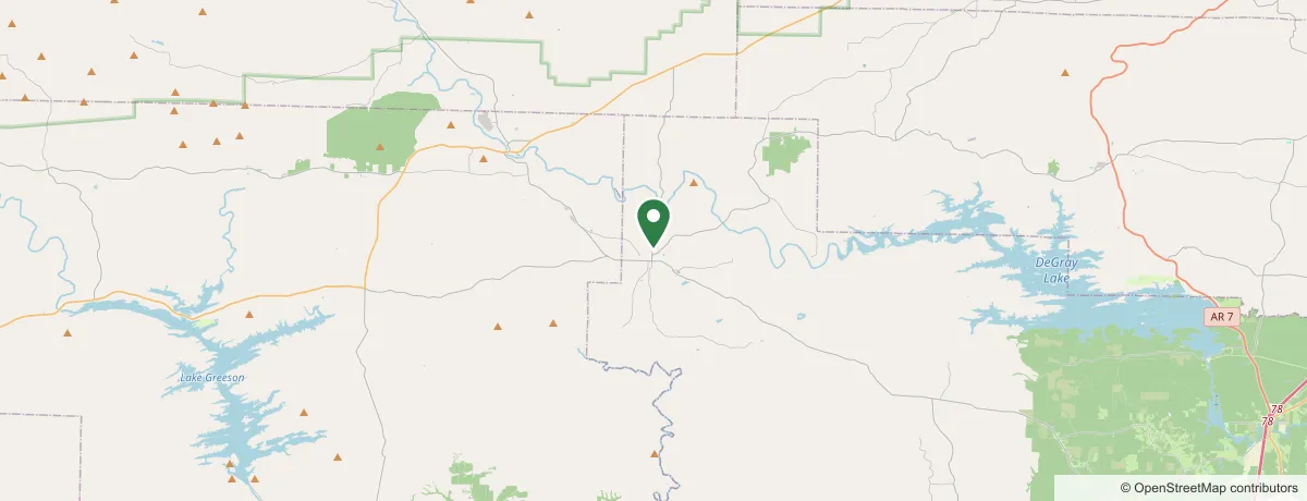 Service-area map centered on Amity, AR — Plyler's Tree Service