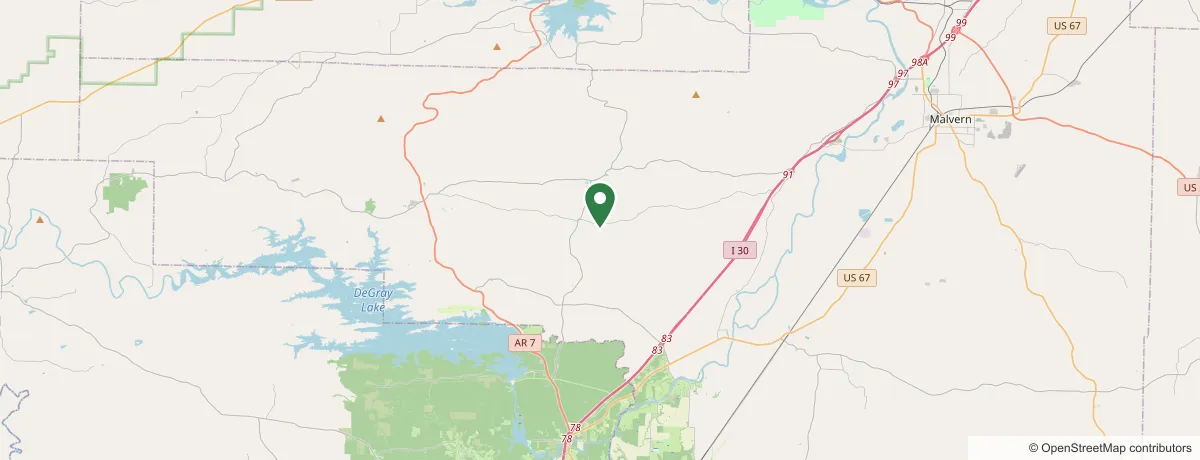Service-area map centered on Bismarck, AR — Plyler's Tree Service