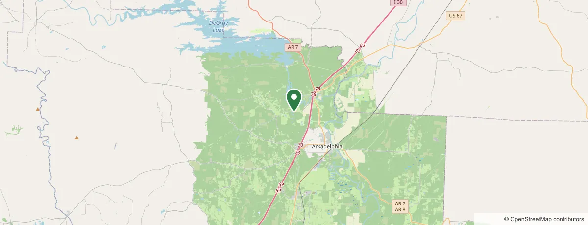 Service-area map centered on Caddo Valley, AR — Plyler's Tree Service