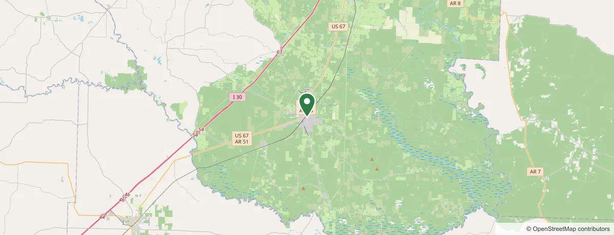Service-area map centered on Gurdon, AR — Plyler's Tree Service